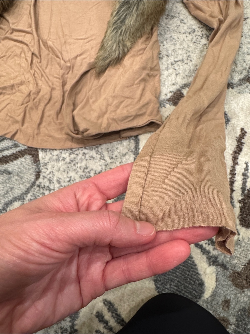 Bailey 44 Camel-Tan Draped Teddy Jacket with Faux Fur Collar - Picture 5 of 7